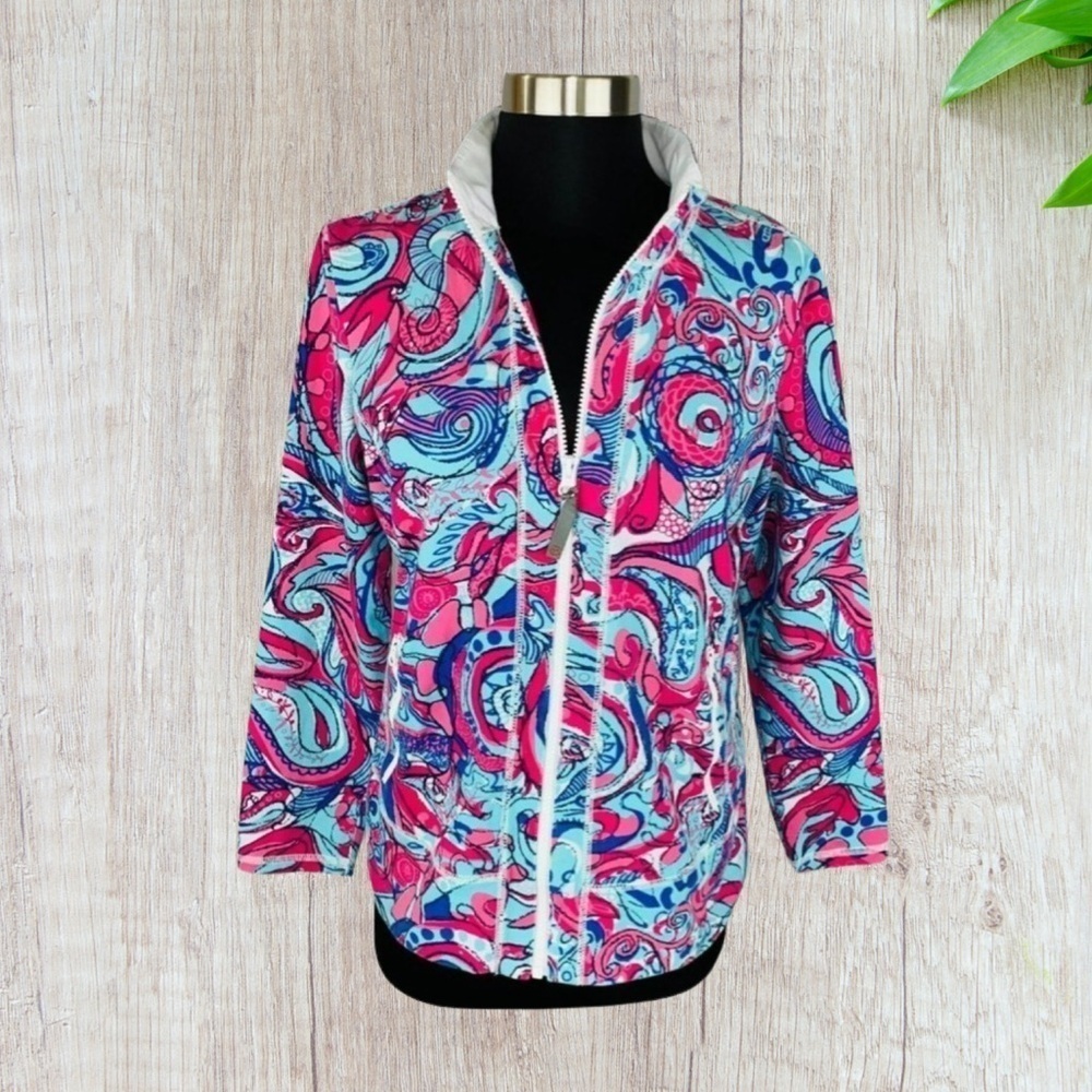 Talbots Full Zip Multicolor Paisley Track Jacket Size SP